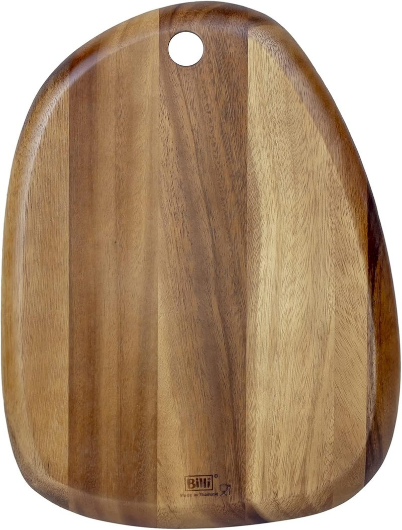 BILLI Pebble Shaped Acacia Cutting Board, Serving 33x24 cm (Natural Acacia) - Image 1